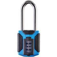 Squire Long Shackle Combination Padlock Marine Grade in Blue Rubber/Steel