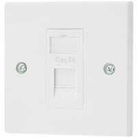 PROception CAT5e Wall Outlet Kit Single RJ45 in White Plastic