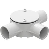 D-Line PVC Conduit Tee Box 25mm 3 Way in White