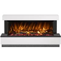 Be Modern Pryzm Evento Electric Timber Fireplace 64" 1250-3SL & Nightfall in Ash White