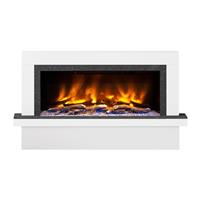 Be Modern Pryzm Vardo Electric Timber Fireplace 57" & Nightfall with Plinth in Ice White
