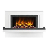 Be Modern Pryzm Vardo Electric Timber Fireplace 53" & Nightfall with Plinth in Ice White