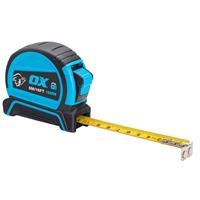 OX Pro Dual Auto Lock Tape Measure 5m / 16ft in Cyan Rubber