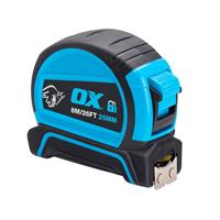 OX Pro Dual Auto Lock Tape Measure 8m / 26ft in Cyan Rubber