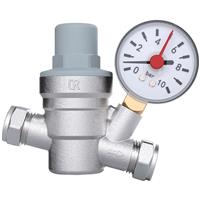 Flume Pressure Reducing Valve & Gauge 15mm & 22mm in Chrome
