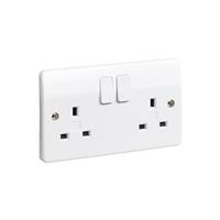 Honeywell MK Logic Plus Rapid Fix Screwless DP Switched Socket 2 Gang 13A in White