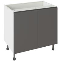Kitchen Kit Flatpack J-Pull Kitchen Cabinet Base Unit Gloss 900mm in Graphite