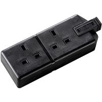 Masterplug Heavy Duty Rewireable Trailing Socket 2 Gang in Black Plastic