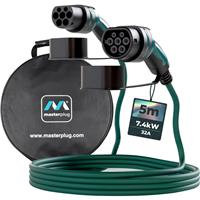 Masterplug EV Charging Cable & Case Type 2 Single Phase Mode 3 5m 7.4kW 32A in Green