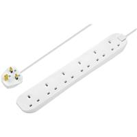 Masterplug Extension Lead 100 x 100 x 70mm 6 Entries in White