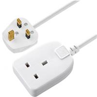 Masterplug Single Socket Extension Lead 1 Gang 2m in White