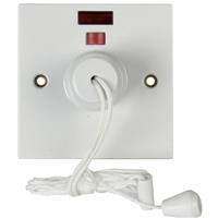 Made4Trade Ceiling Pull Cord Switch 45A with Neon Square in White