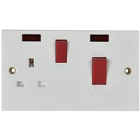 Made4Trade 45A DP Cooker Switch 1 Gang & Switched Socket with Neon in White