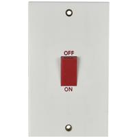 Made4Trade 45A DP Cooker Switch 2 Gang Upright in White