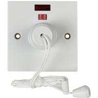 Made4Trade Ceiling Pull Cord Switch 50A DP with Neon in White