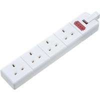 Masterplug Heavy Duty Rewireable Trailing Socket 4 Gang Fused in White