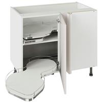 Kitchen Kit Value Slab Blind Corner Base Cabinet Matt with Dual-Handed Nuvola 1000mm Flatpack in Light Grey