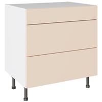 Kitchen Kit Slab 3 Drawer Base Cabinet Supermatt 800mm Flatpack in Cashmere