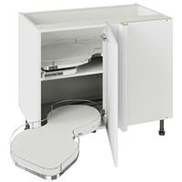 Kitchen Kit Flatpack Nuvola Blind Corner Base Cabinet Slab Supergloss Dual-Handed 1000mm in White