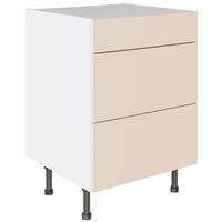 Kitchen Kit Slab 3 Drawer Base Kitchen Cabinet Flatpack Supergloss 600mm in Cashmere