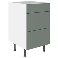 Kitchen Kit Flatpack 3 Drawer Base Cabinet Slab Supermatt 500mm in Agave Green