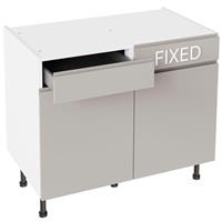 Kitchen Kit J-Pull Drawerline Base Cabinet Flatpack Matt 1000mm in Light Grey