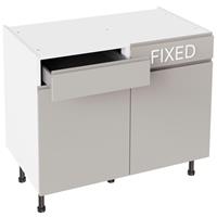 Kitchen Kit J-Pull Drawerline Base Cabinet Flatpack Gloss 1000mm in Light Grey