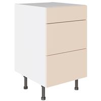 Kitchen Kit Slab 3 Drawer Base Kitchen Cabinet Flatpack Supergloss 500mm in Cashmere