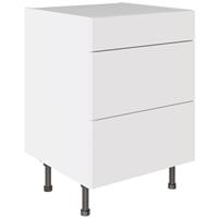 Kitchen Kit Slab 3 Drawer Base Kitchen Cabinet Supermatt 600mm in White
