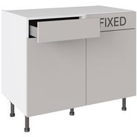 Kitchen Kit Slab Drawerline Base Cabinet Flatpack Supergloss 1000mm in Light Grey