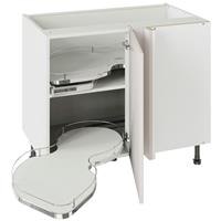 Kitchen Kit Slab Nuvola Blind Corner Base Cabinet Supergloss Dual-Handed 1000mm in Light Grey