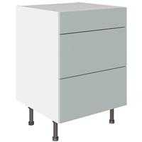 Kitchen Kit Slab 3 Drawer Base Kitchen Cabinet Supermatt 600mm in Aquamarine