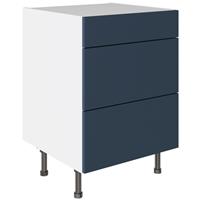 Kitchen Kit 3 Drawer Base Kitchen Cabinet Flatpack Slab Supermatt 600mm in Blue