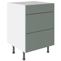 Kitchen Kit 3 Drawer Base Kitchen Cabinet Flatpack Slab Supermatt 600mm in Agave Green