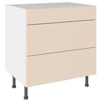 Kitchen Kit Slab Supergloss 3 Drawer Base Kitchen Cabinet Flatpack 800mm in Cashmere
