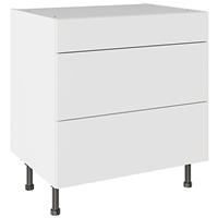 Kitchen Kit Value Slab Matt White 3 Drawer Base Kitchen Cabinet Flatpack 800mm in Snow White