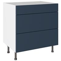 Kitchen Kit Slab Supermatt 3 Drawer Base Kitchen Cabinet Flatpack 800mm in Blue