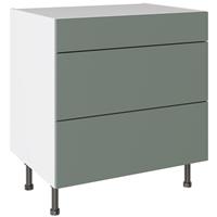 Kitchen Kit Slab Supermatt 3 Drawer Base Kitchen Cabinet Flatpack 800mm in Agave Green