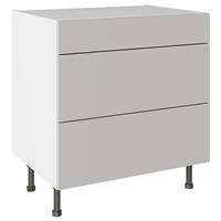 Kitchen Kit Value Slab Matt 3 Drawer Base Kitchen Cabinet Flatpack 800mm in Light Grey