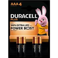Duracell Plus Power AAA Batteries LR03 (4 pack) in Black Plastic