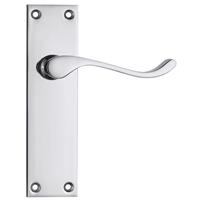 Lockworks Victorian Scroll Door Handles Latch Polished Chrome (Project Pack) Brass