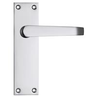 Lockworks Victorian Straight Door Handles 4 Pack Latch Polished (4 Pack) in Chrome Brass