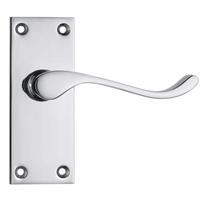 Lockworks Victorian Scroll Door Handles Short Latch Polished Chrome (Project Pack) Brass