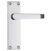 Lockworks Victorian Straight Door Handles Latch Polished Chrome (Project Pack) Brass