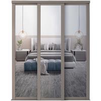 Spacepro Shaker 3 Door Sliding Wardrobe Kit Framed Mirror Door Door Kit (610mm) in Pebble