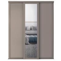 Spacepro Shaker 3 Door Sliding Wardrobe Kit Framed Mirror Door Door Kit (914mm) in Pebble