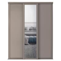 Spacepro Shaker 3 Door Sliding Wardrobe Kit Framed Mirror Door Door Kit (762mm) in Pebble