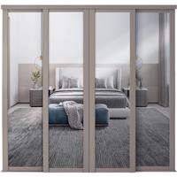 Spacepro Shaker 4 Door Sliding Wardrobe Kit Framed Mirror Door Door Kit (914mm) in Pebble