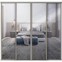 Spacepro 4 Door Sliding Wardrobe Kit Framed Mirror Door Door Kit (914mm) in Pebble
