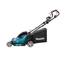 Makita LXT DLM382PT2 36V 38cm Twin 18V Cordless Lawnmower 2 x 5.0Ah in Black/Blue